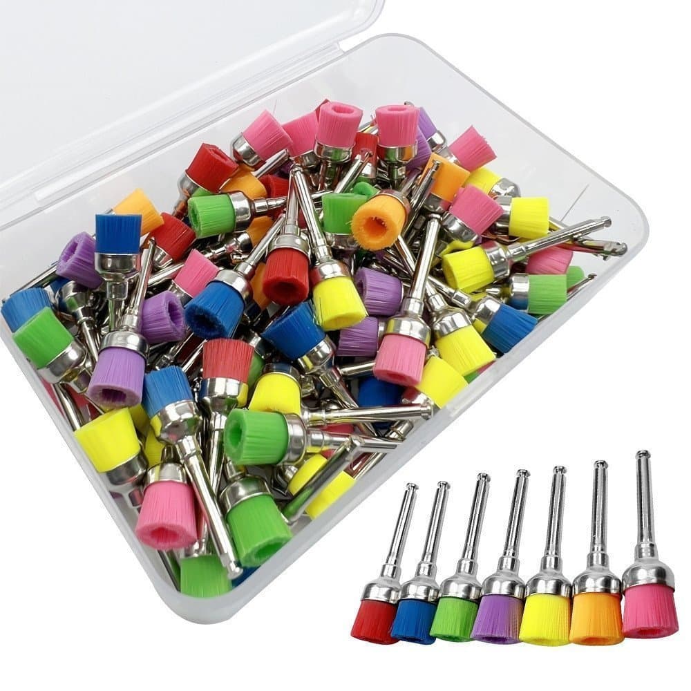 100 Peças de Escovas de Polimento Cónicas de Nylon com Cabos Coloridos - Ideal para Acabamento Fino 2QUA 1XMR