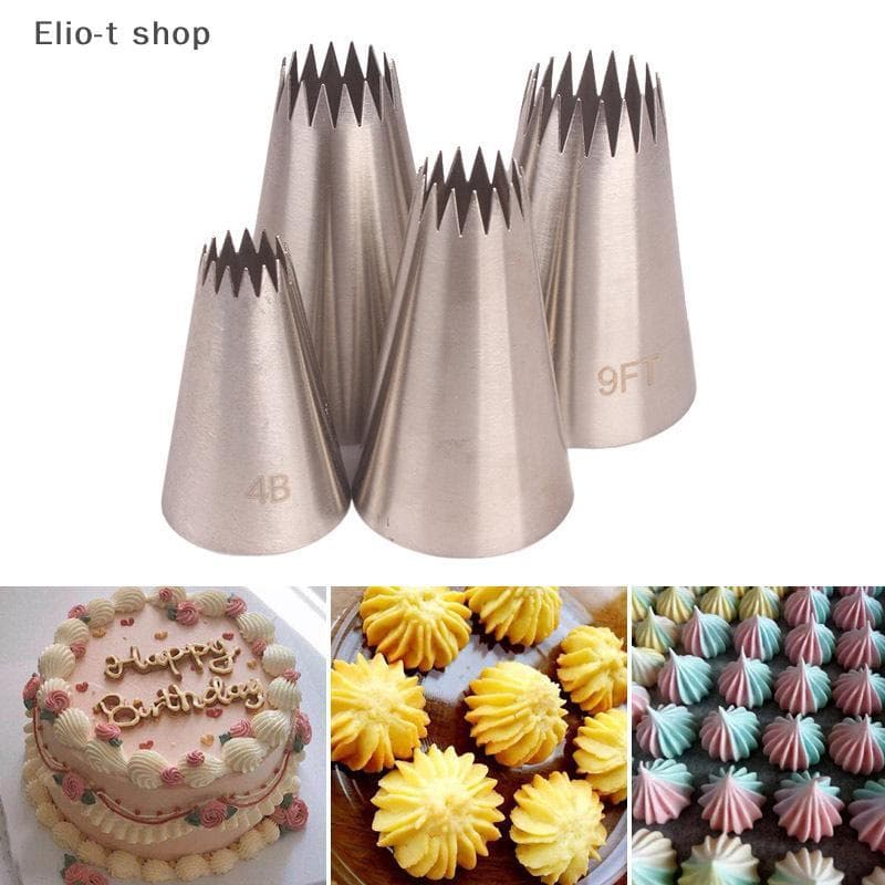 Elio-t 4 Unidades De Bicos Grandes Para Confeiteiro , Bolo , Biscoitos , Cupcake , Decoração De Bico De Tubulação COD