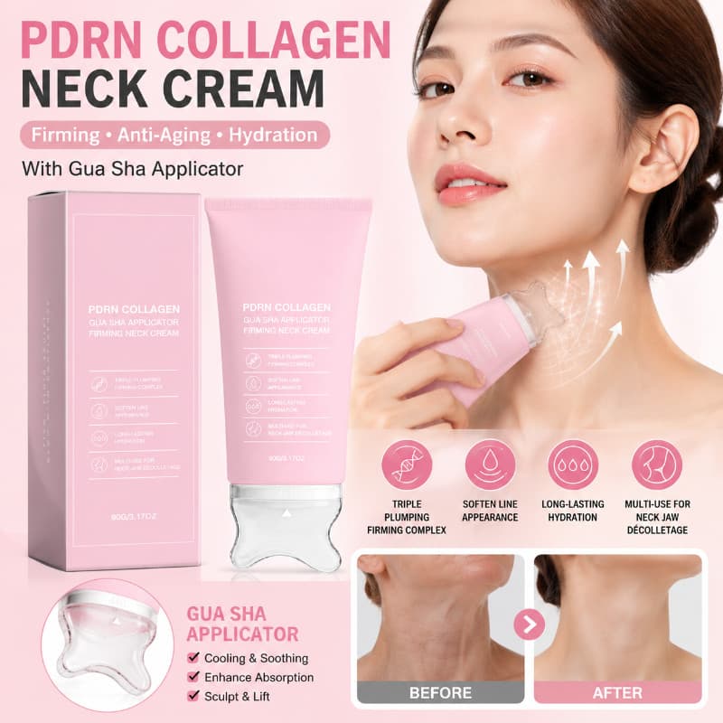 PDRN Colágeno Pescoço Creme 90g Com Aplicador Gua Sha Firmador Antienvelhecimento Hidratação De Longa Duração Textura Su