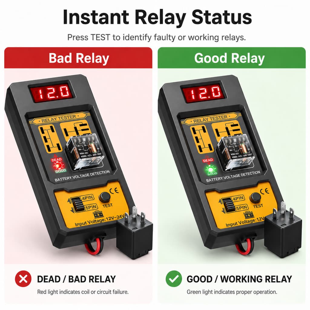 Leitor De Código De Carro Obd2 E Testador De Relé 12v 24v Teste Elétrico Automático Para Reparo De Automóveis