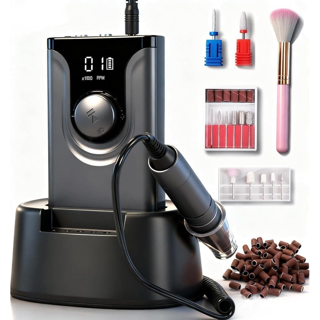 Lixadeira Elétrica Profissional para Unhas, 45000 RPM, Portátil e Recarregável, para Unhas de Acrílico, Kit de Lixadeira