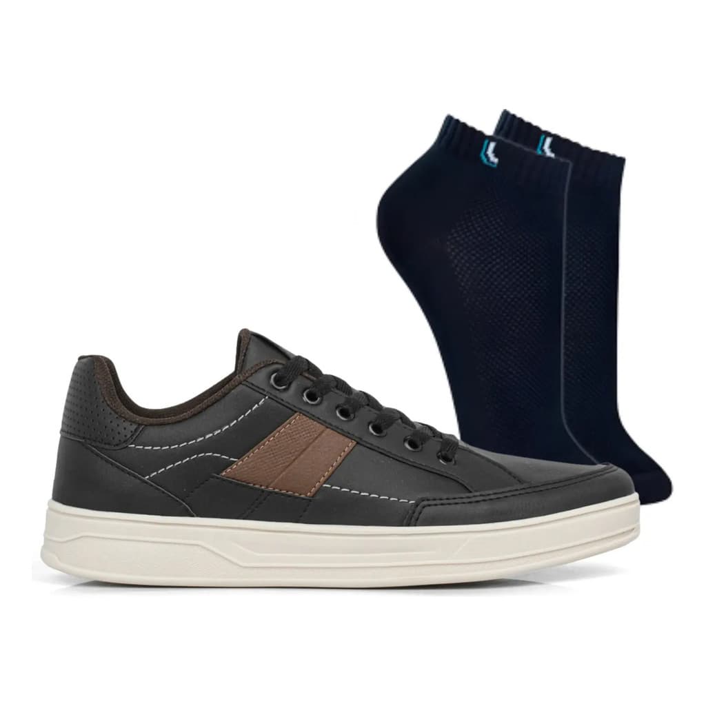Tênis Masculino Casual Moderno Com Par De Meia Confortável