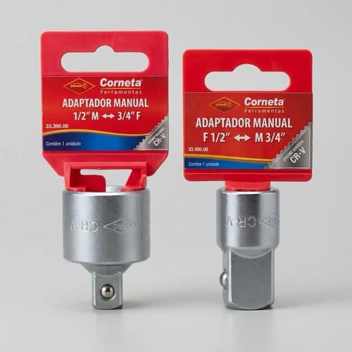 Kit 2 Adaptadores Soquete Manual Macho Fêmea 3/4 . 1/2