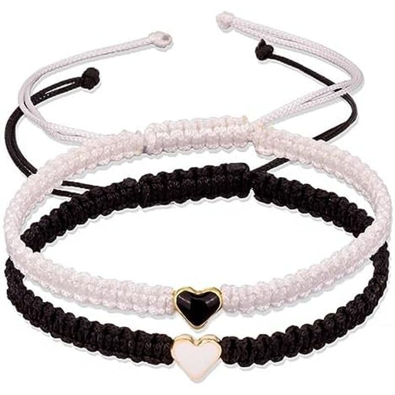 Conjunto De 2 Pulseiras Coloridas Com Contas De Coração Para Casais E Amizades | De Casal Ajustáveis Da Amizade Presente