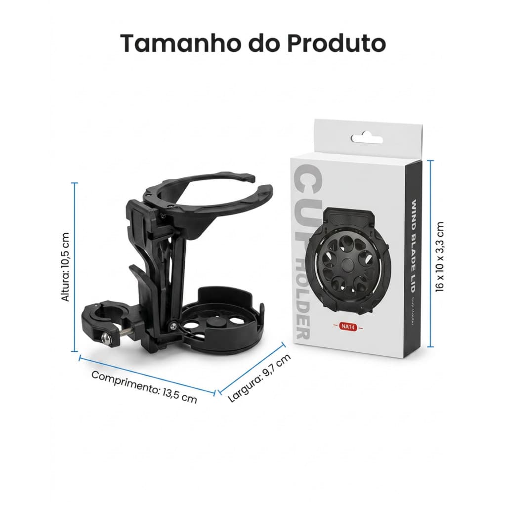 Suporte Porta Garrafa Universal para Moto Bicicleta Scooter Guidão Porta Copo Ajustável ABS Antiderrapante
