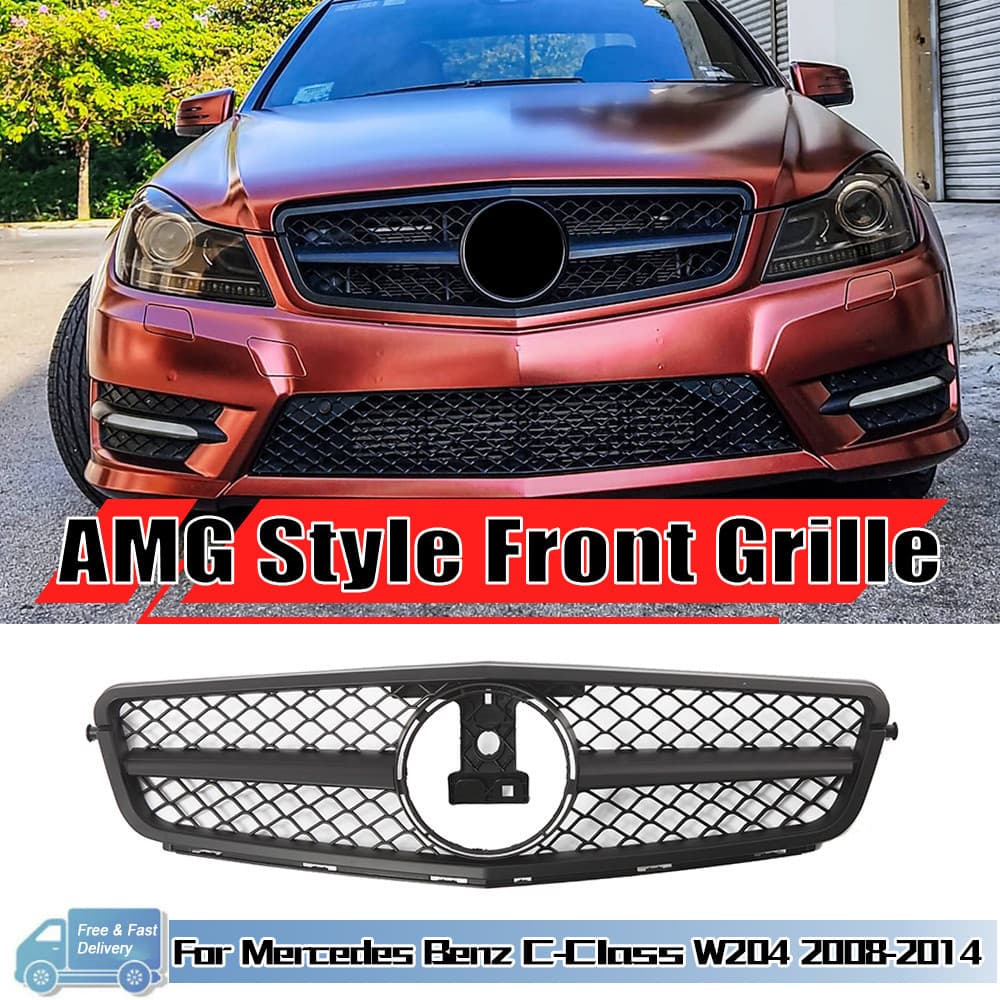 XVIP Grade De Para-Choque Dianteiro Estilo C63 Preto Fosco Benz Classe C W204 2008-2014 C180 C200 C280 C300 C350 Preta G