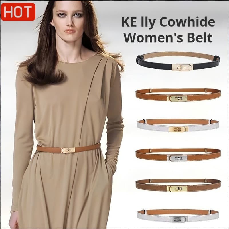 [Elegância e Qualidade] Cinto feminino com fecho pequeno e fivela decorativa fina/Cinto de Couro/Cinto Feminino