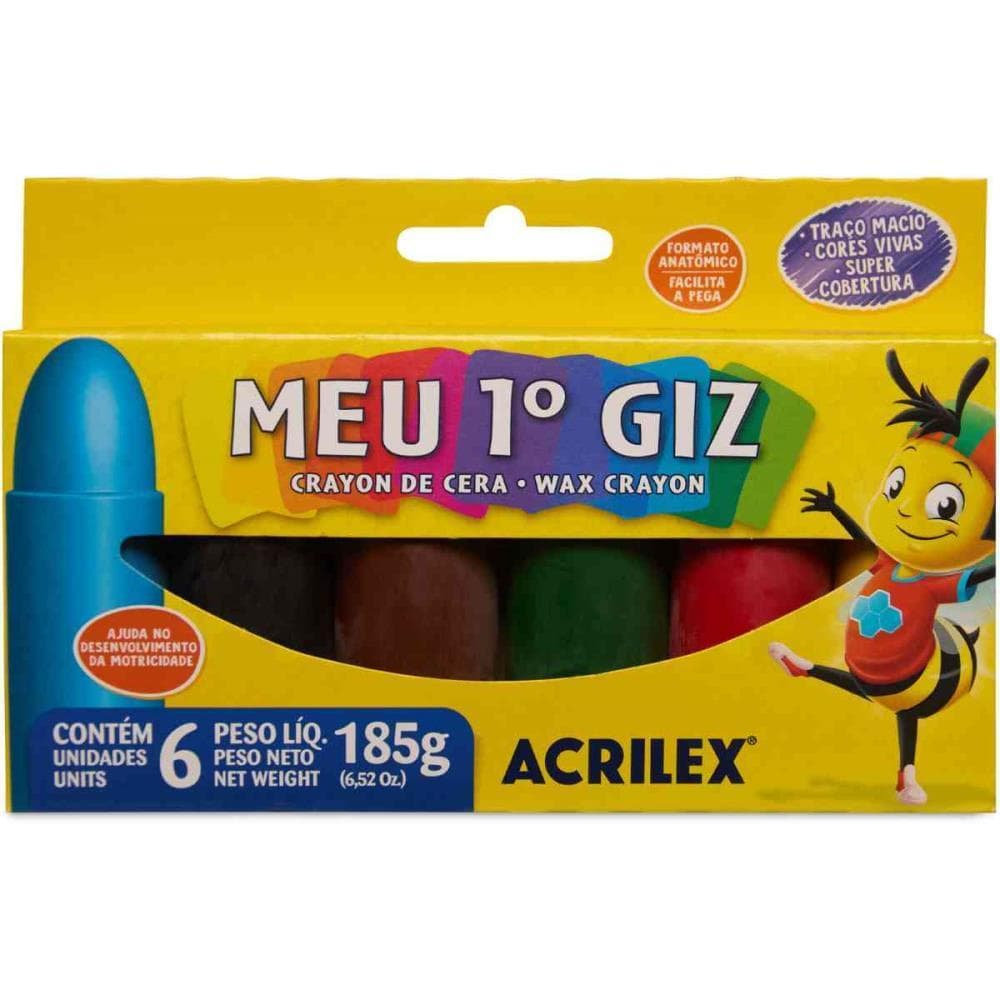 Lapis de Cera Gizao 06 Cores Meu 1 GIZ de Cera