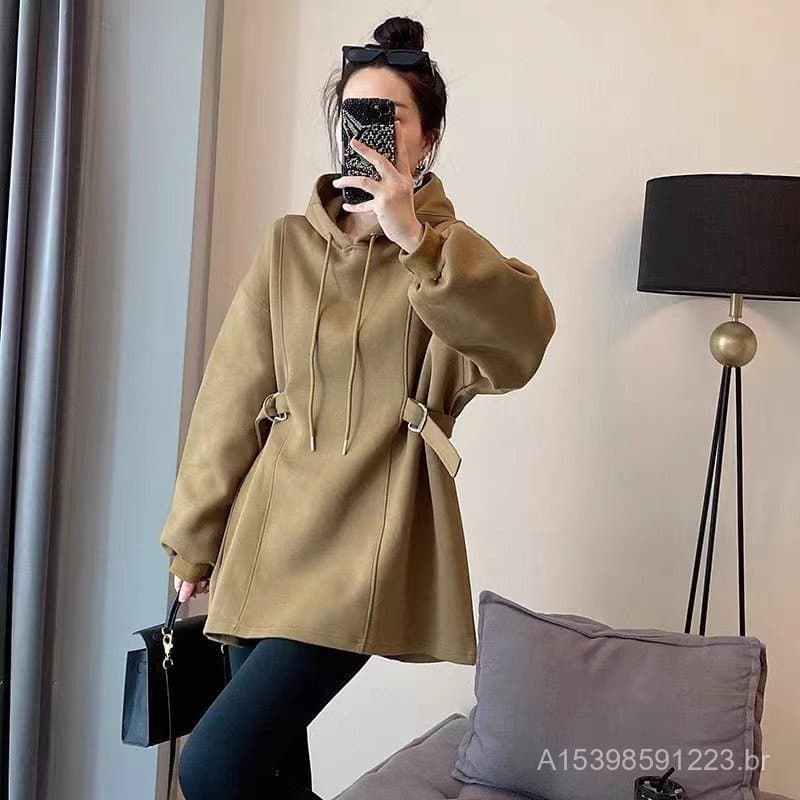 Forro de lã engrossado vestido feminino 2026 outono inverno Cross-Border coreano novo estilo de comprimento médio estuda