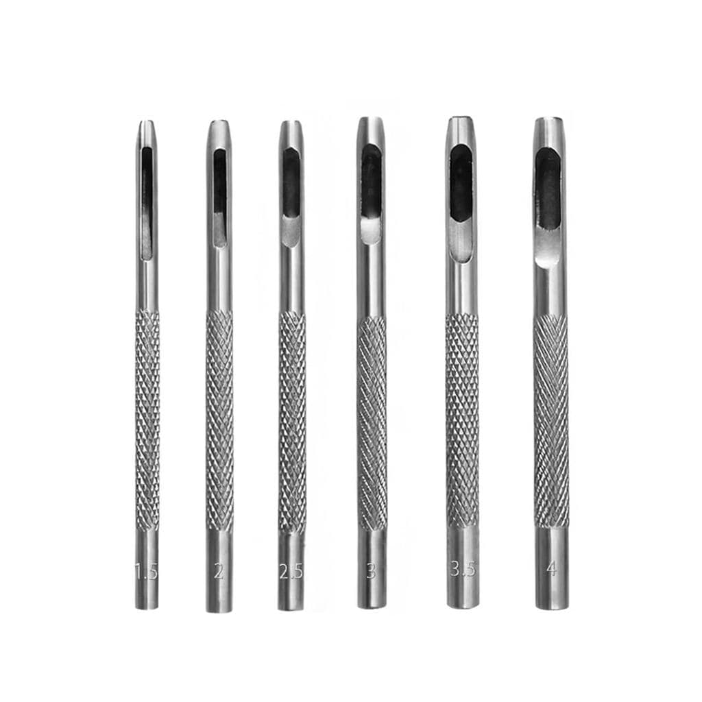 6 Peças de Furadores de Metal para Couro, Ferramenta de Perfuração de Couro (1,5mm-4mm), Furador de Couro para Cintos, D