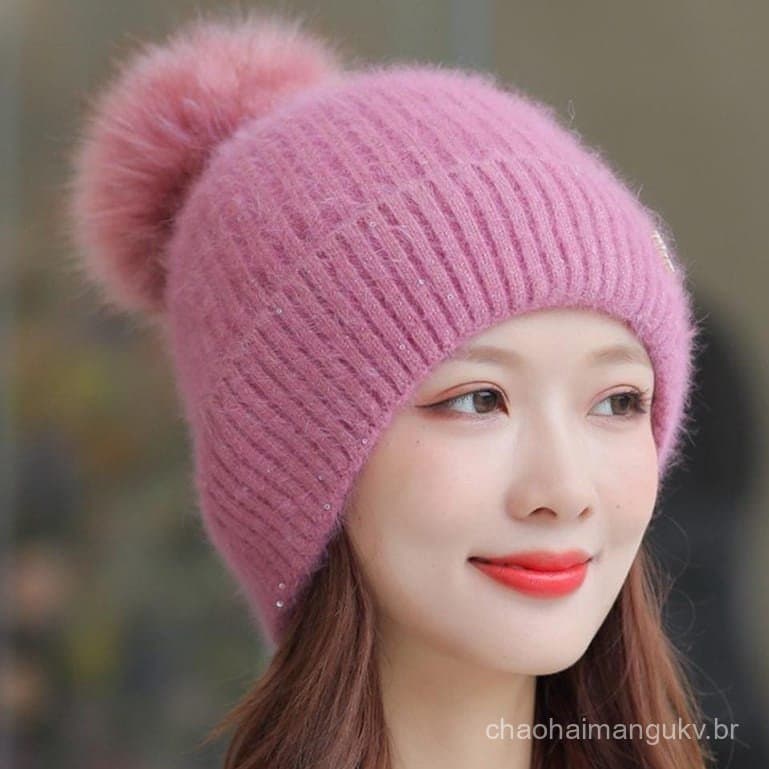 Gorro Touca Forrada Frio Inverno Juvenil/Adulto Pelo Pompom
