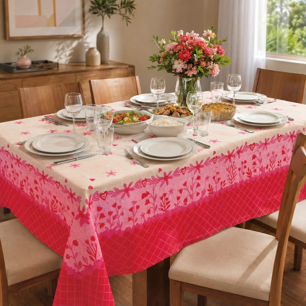 Toalha de Mesa POP Retangular Estampada 6 Lugares Afetos 1,40x2,10m Lepper