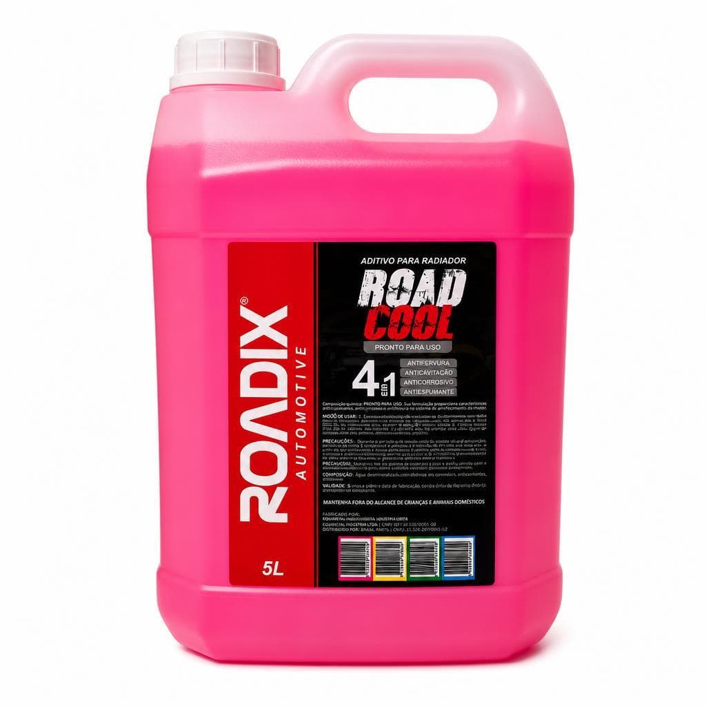 Aditivo Radiador Rosa Road Cool 5L - Proteção Eficiente, Combate Corrosão e Praticidade para Carros!
