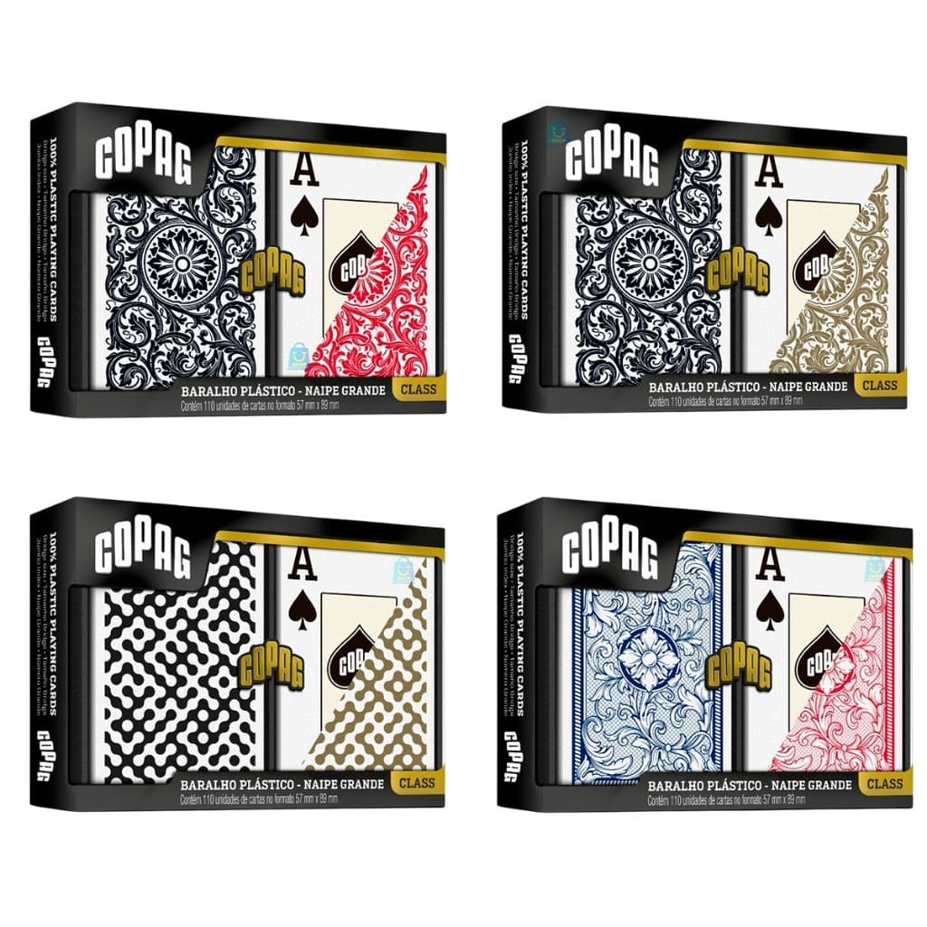 Baralho Copag Class Cartas Plástico Naipe Grande 2x1 Estojo Duplo Cores Variadas Original Copag