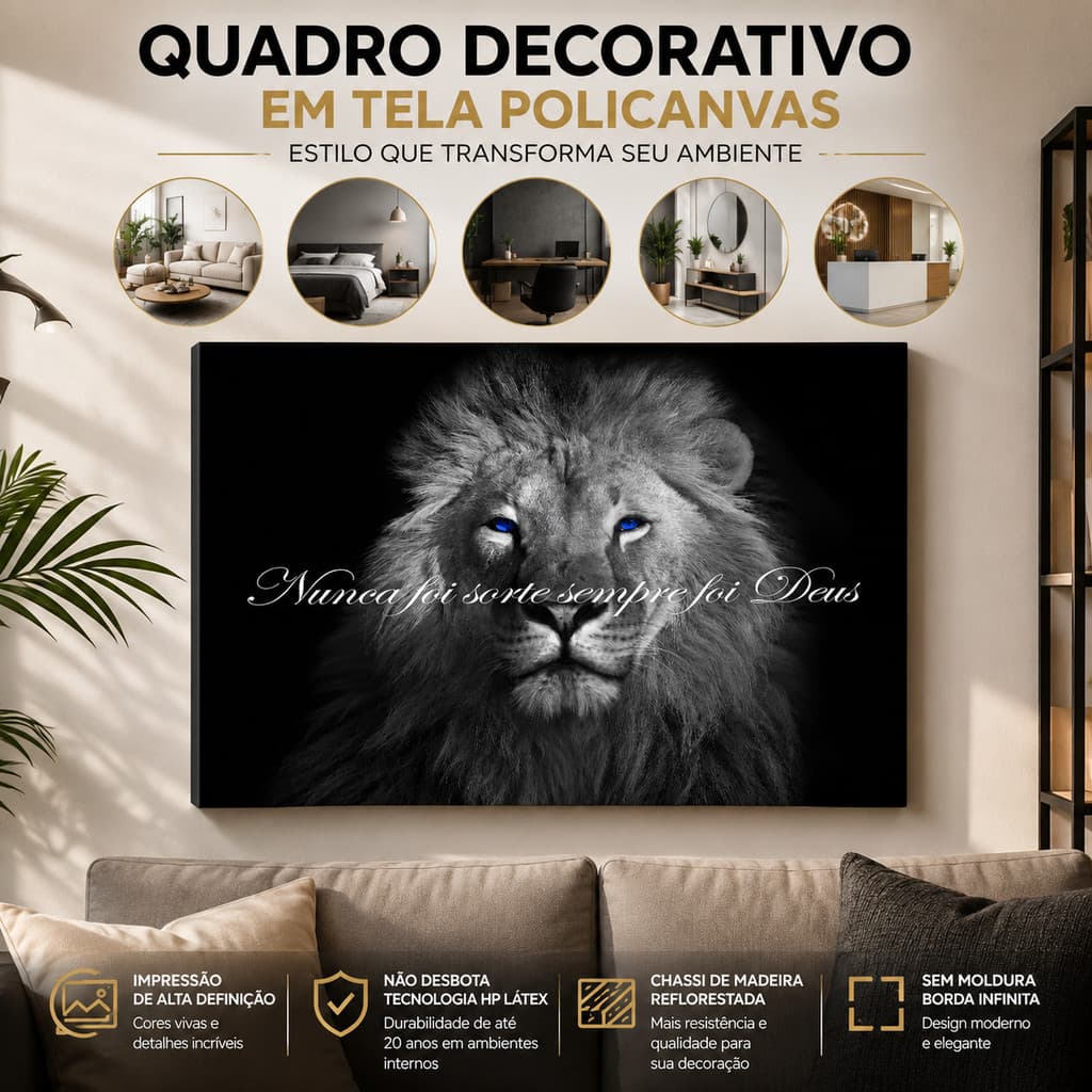 Quadro Decorativo em Tela PoliCanvas 60x85 Sala Quarto Escritório Sem Moldura Alta Definição