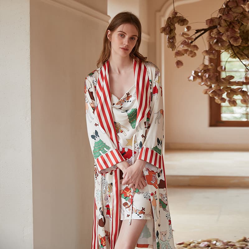 Ins estilo fino contraste cor camisola de seda gelo 2025 outono novo estilo tamanho grande solto Homewear