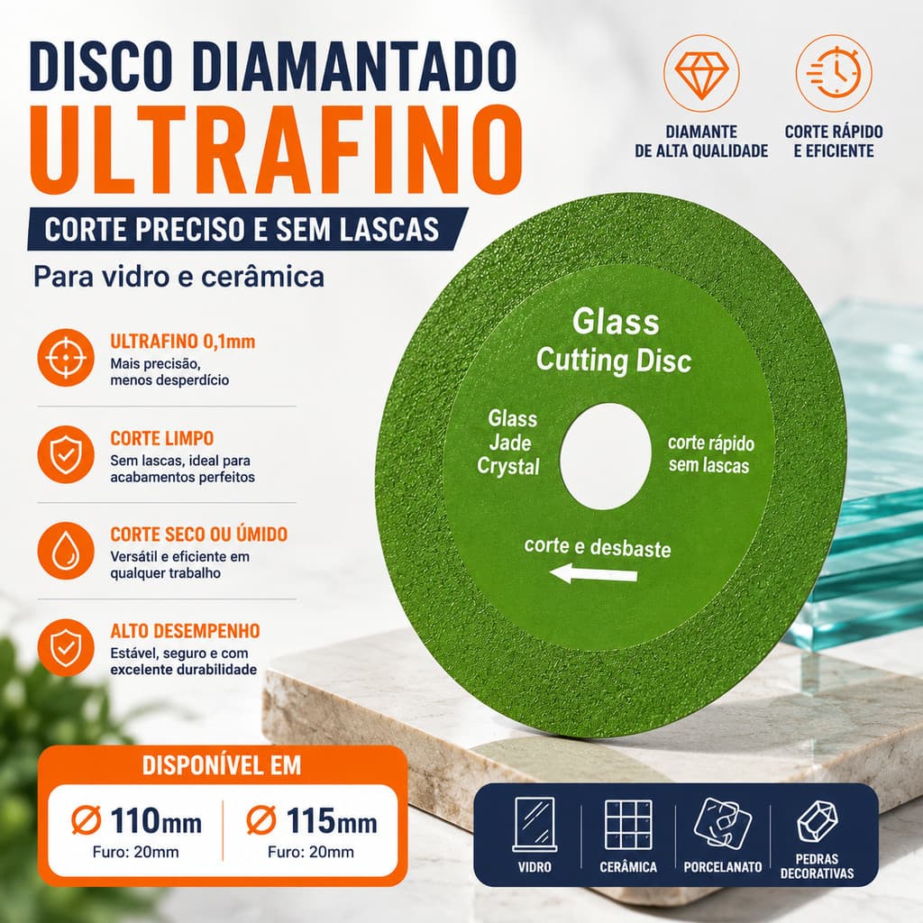 1/2/3/4/5 Peças Disco de Corte de Vidro Lâmina Diamantada Ultrafina para Porcelanato Piso Cerâmica Mármore 100mm 115mm