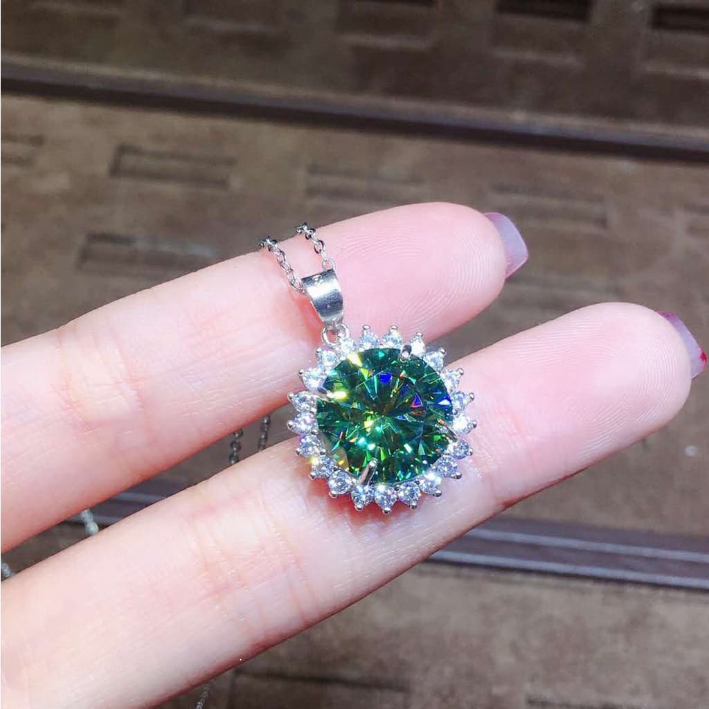 ❤ Original 3 quilates azul-verde Moissanite pingente feminino jóias moda clavícula corrente