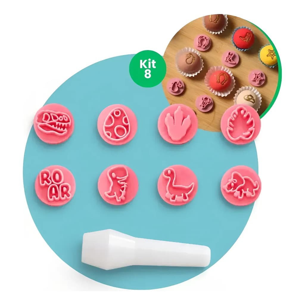 Kit Dinossauro Carimbo Brigadeiro Decoração Pasta Bluestar
