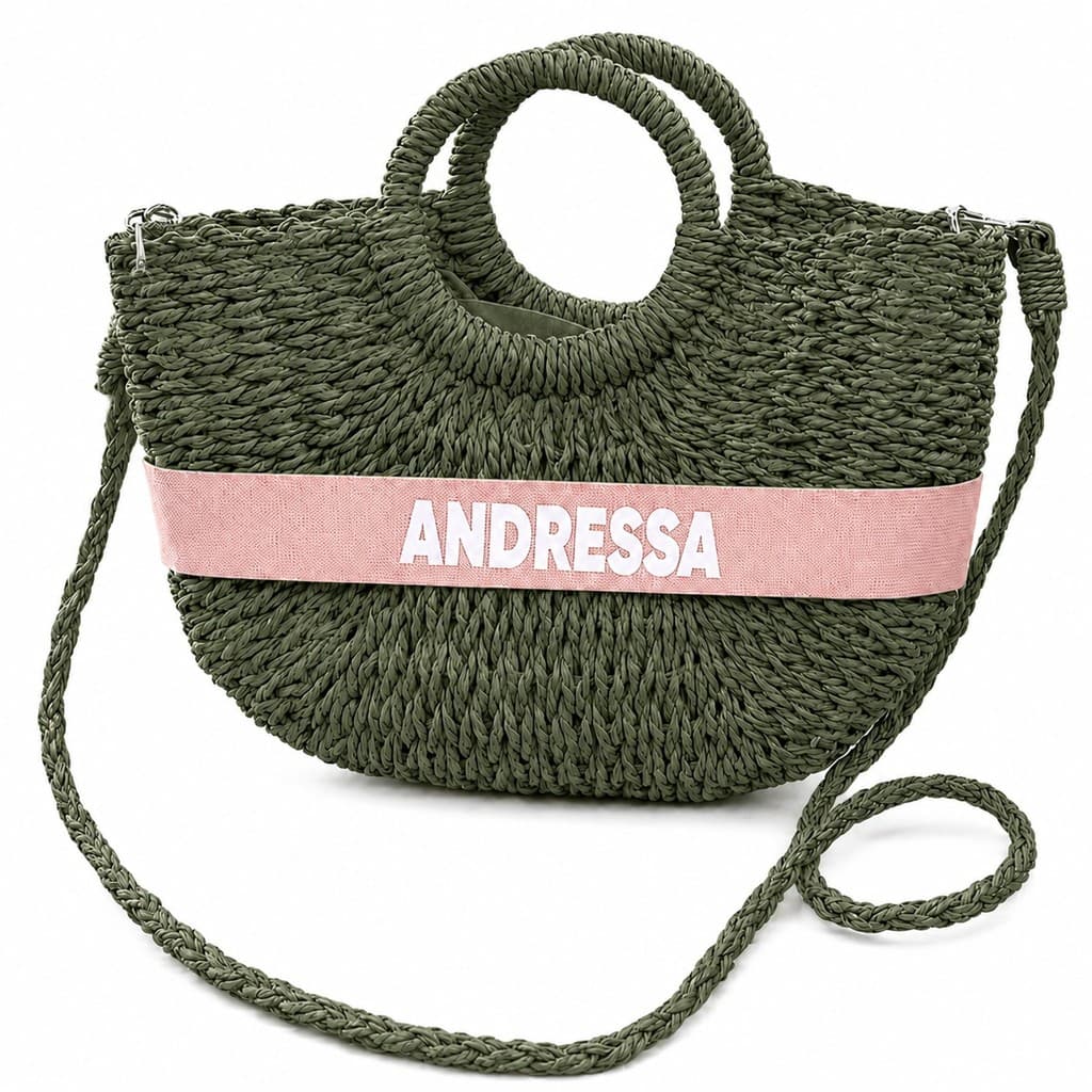 Bolsa feminina personalizada palha espaço interno funcional visual moderno leve resistente confortável para o dia a dia