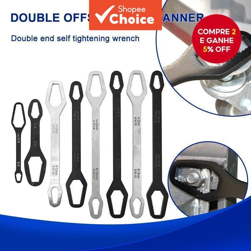 Um Conjunto De Chave Inglesa Multifuncional De Cabeça Dupla , Sextavada Ajustável Para Fixadores De 3-17 Mm E 8-22
