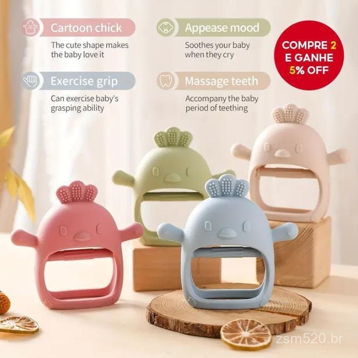 Brinquedos de silicone para dentição para bebês acima de 3 meses, pulseira mordedor à prova de quedas, BPA-Free (azul).