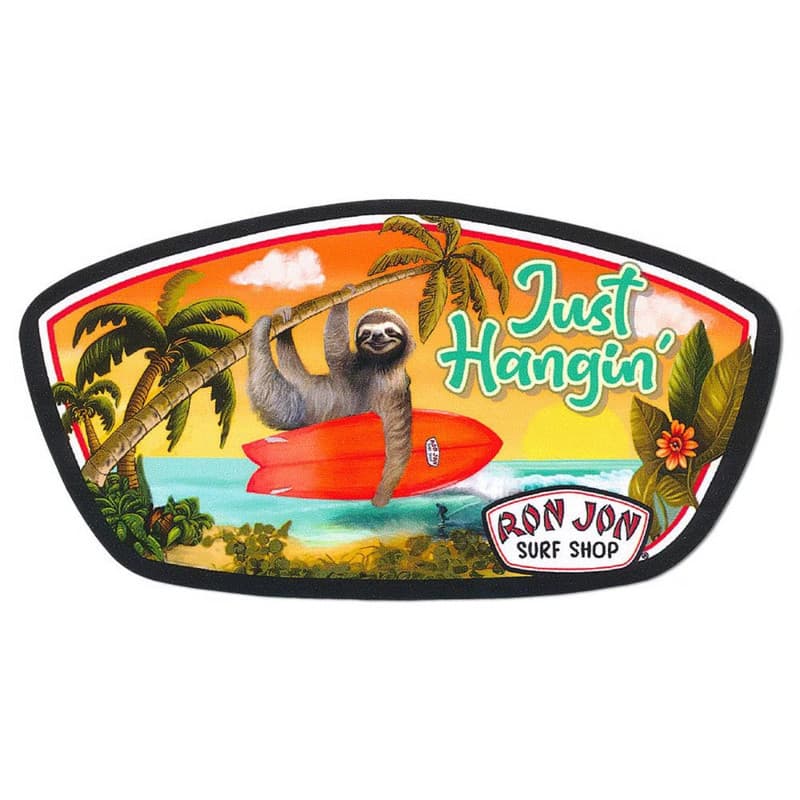 Adesivo Ron Jon Just Hangin' Sloth Adesivo Ron Jon Preguiça Surfista Original Importado com Acabamento Brilhante