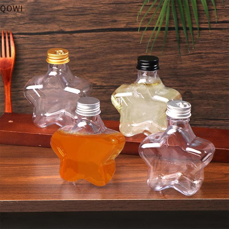 qo 200ML Bonito Estrela Garrafa De Plástico Claro Leite Chá Café Transparente Água Copo Suco Garrafas De Bebidas br