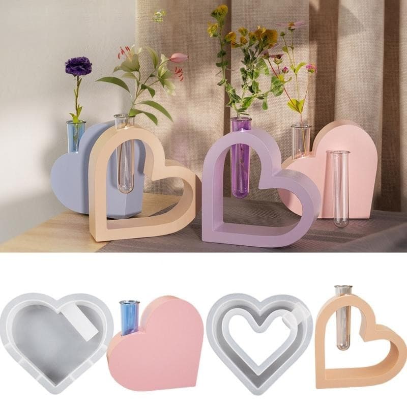 Molde de silicone para vaso em formato de coração, molde para vaso de resina epóxi