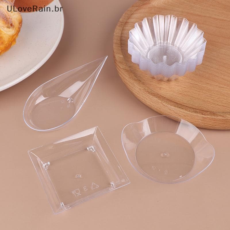 ULOVERAIN 10 Pcs Transparente Mini Pratos De Aperitivo Copo De Sorvete Plástico Frutas Doces Bolo Geléia Iogurte Mousse