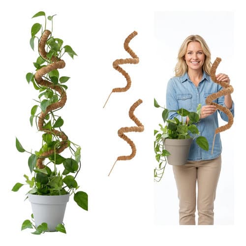 Kit Com 2 Tutor Flexivel Estaca Fibra Coco Trepadeira 80cm promo