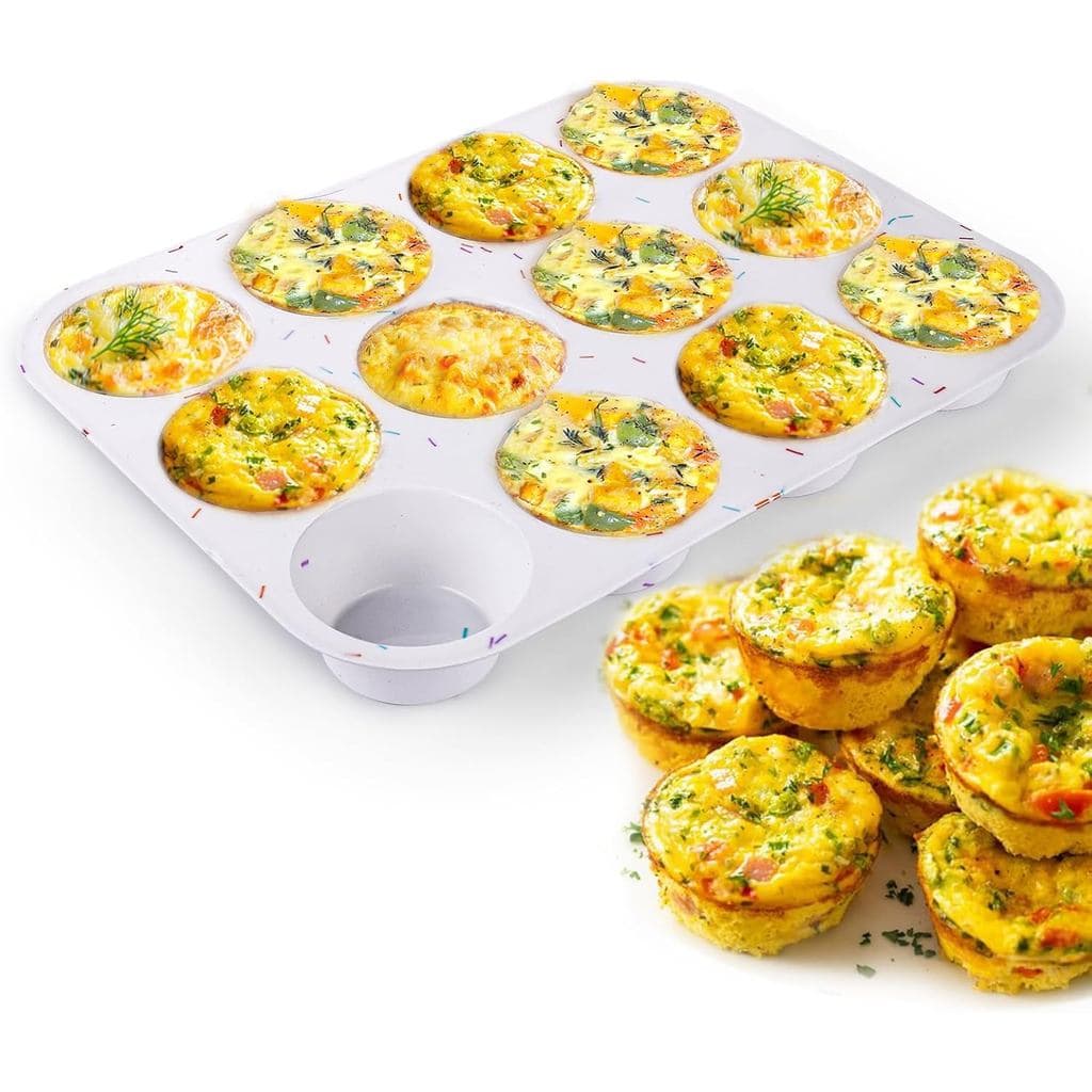 Formas de Silicone para Ovos da Juome - 12 Formas de Silicone para Muffins para Assar, Forma Antiaderente de Silicone pa