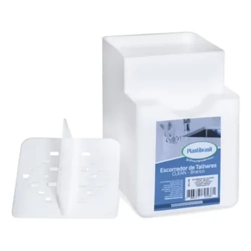 Escorredor de Talheres com Divisórias Clean Branco | Organizador Porta Talheres para Pia