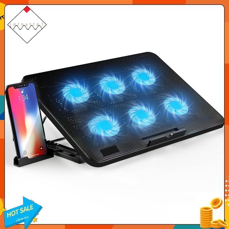 [Promover J] Suporte De Resfriamento Para Laptop Com Velocidade De Ventilador Ajustável Hub USB De 6 Ventiladores Laptop