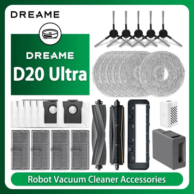 Para Dreame D20 Ultra Robô Aspirador De Pó Acessórios Substituição Principal Escova Lateral Mop Pano Filtro Hepa Saco