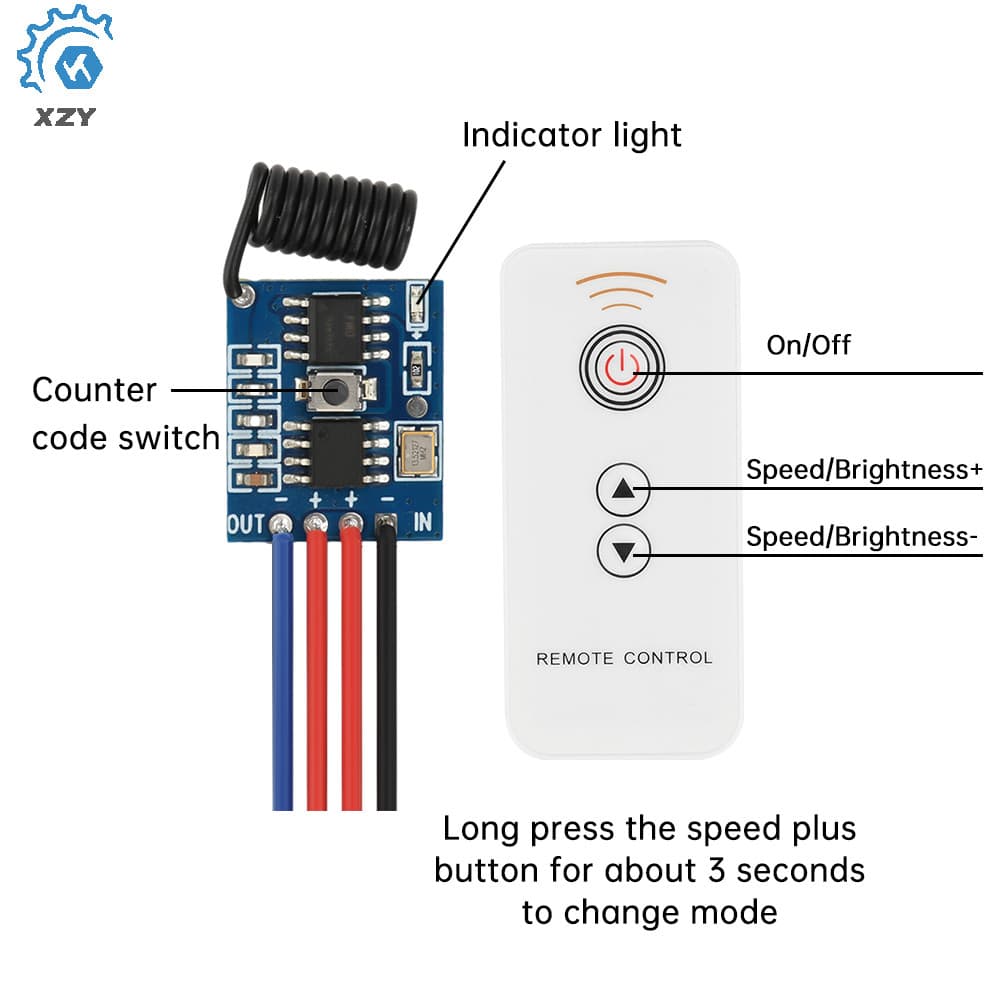 40W DC3.3-24V Piscando Escurecimento Luz De Respiração Mini Interruptor De Controle Remoto Módulo De LED 433MHz