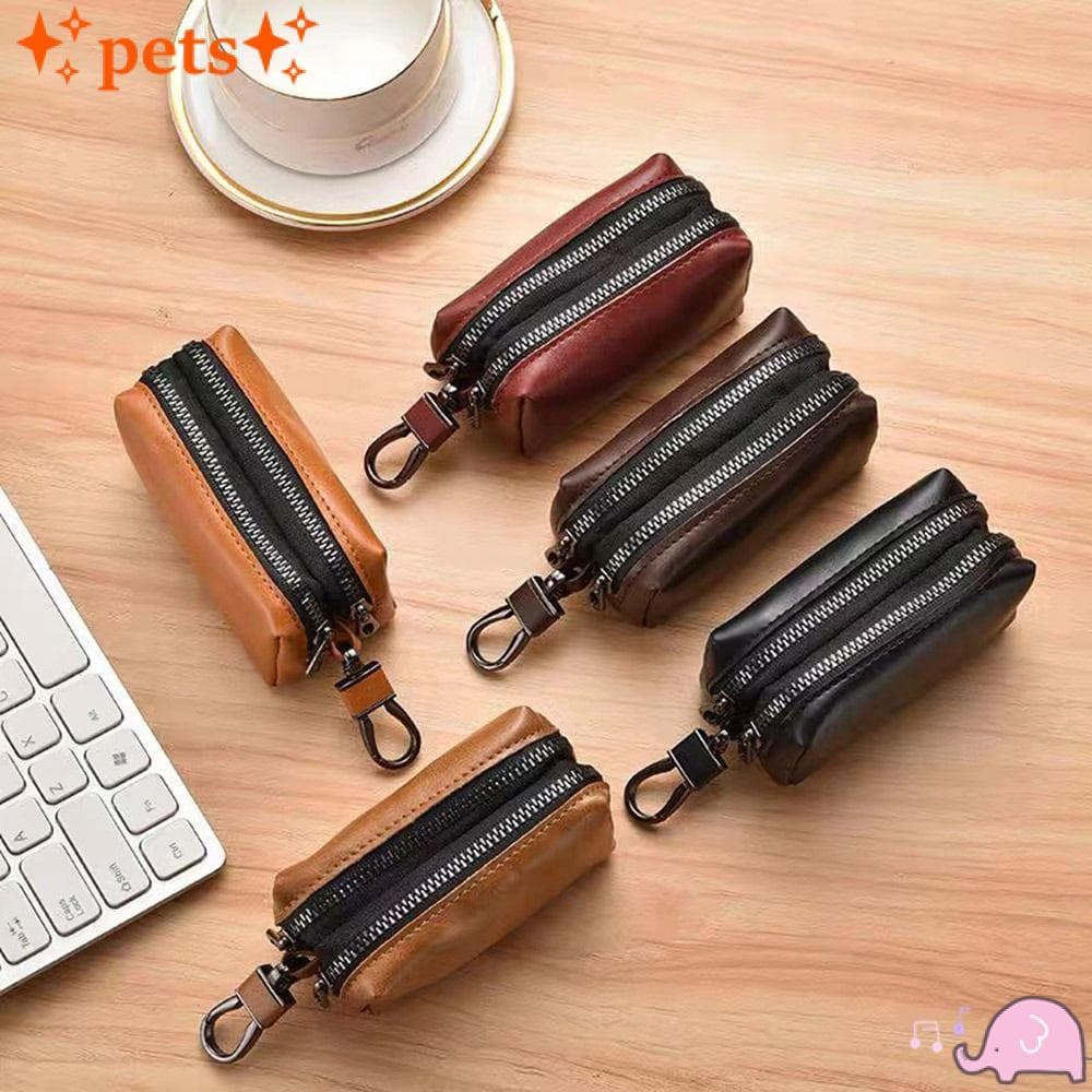 Bolsa De Moedas PETS1 , Para Chave De Grande Capacidade Com Zíper Duplo Multifuncional De Couro Carro