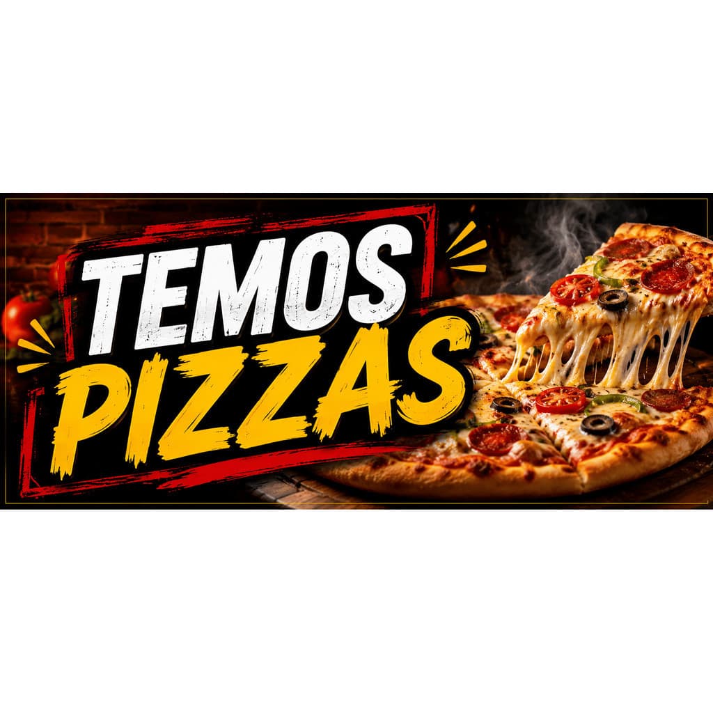 BANNER EM LONA PROPAGANDA 90X50CM COM 4 ILHÓIS ALTA QUALIDADE TEMOS PIZZA