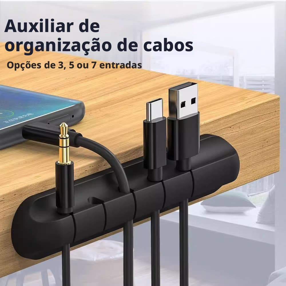 Organizador de cabos para mesa, organizador de cabos de carregamento e dados para celular, fixador de roteamento de cabo