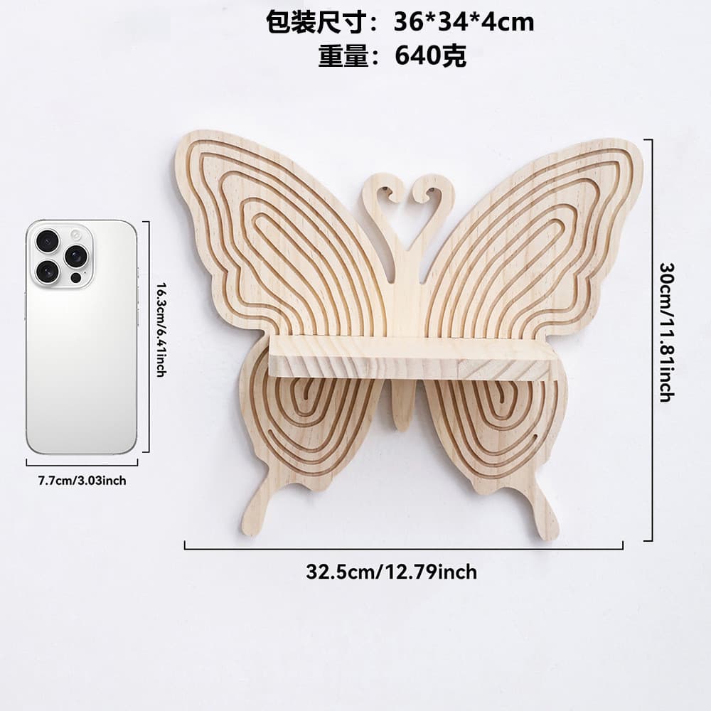 Novo Plantador De Parede De Madeira De Pinho Em Forma De Borboleta Decoração Artesanal