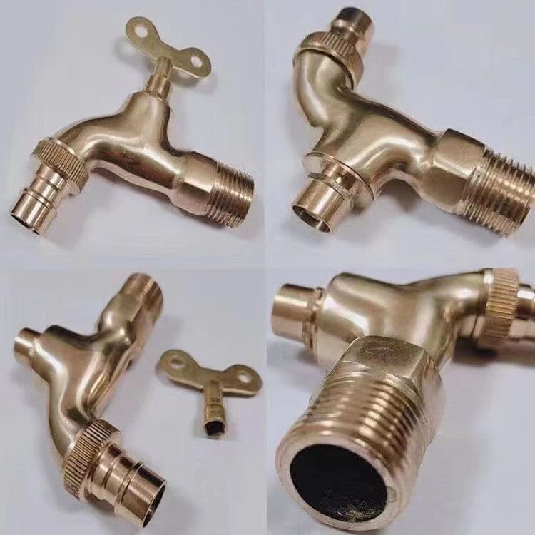 Torneira de cobre de 1/2 polegada e 3/4 polegada com fechadura, torneira de cobre antirroubo para máquina de lavar com c