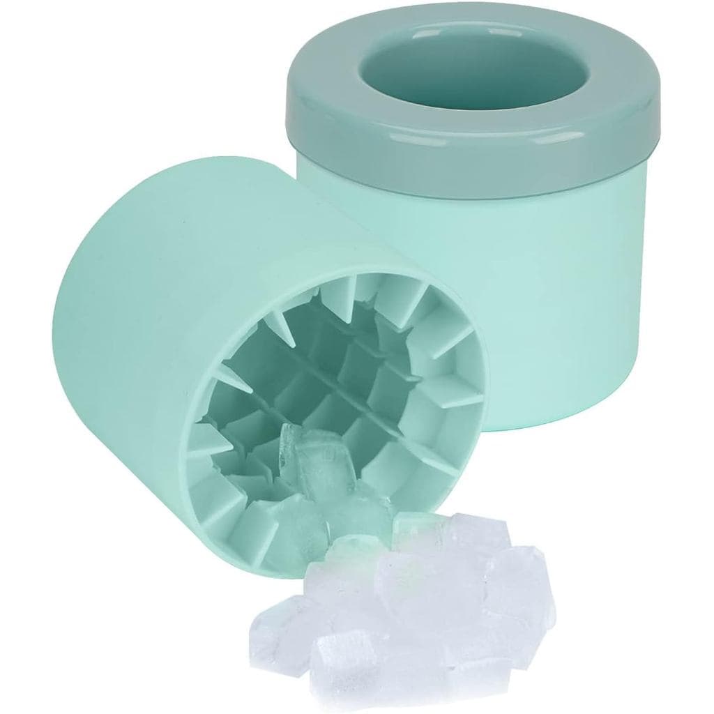 Conjunto de 2 Formas de Gelo Cilíndricas, Balde de Gelo, Fabricador de Cubos de Gelo Portátil, Copo de Gelo de Liberação