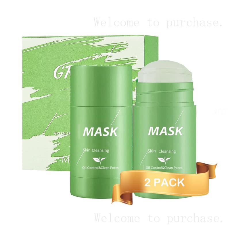Máscara Facial de Argila de Chá Verde, 2 Unidades, Máscara em Bastão de Chá Verde para Limpeza Profunda, Removedor de Cr
