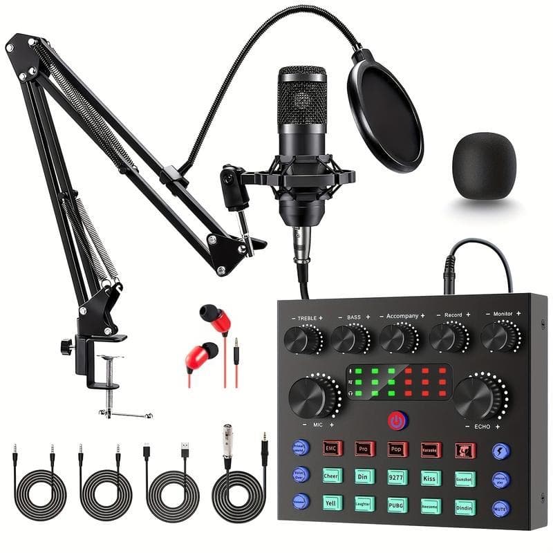 Novo Pacote De Equipamentos De Podcast , Microfone BM-800 Com Placa De Som V8s , Estúdio Condensador Para Computador Por