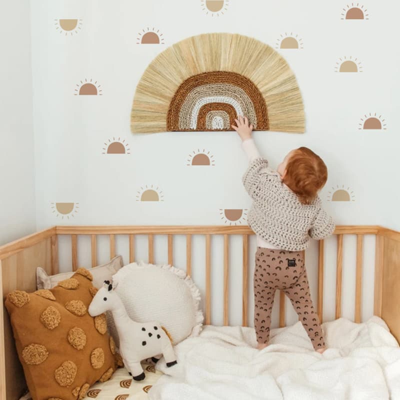 Estilo boêmio geométrico semicírculo adesivos de parede adesivos de parede quarto das crianças sol pinturas decorativas