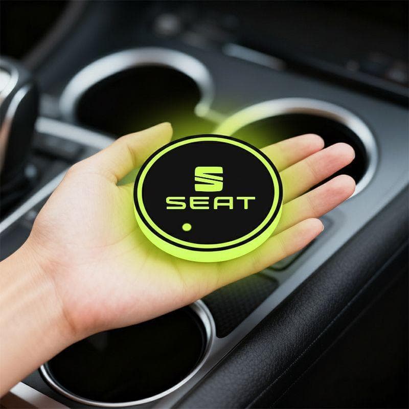 7 Cores Sensor de Luz e Movimento Tapete Porta Copos LED Artigos Automotivos For Seat Ibiza Leon Arona Ateca