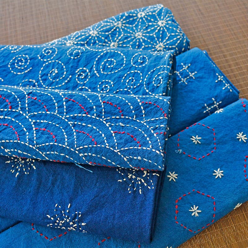 Azul Yan planta tintura artesanal Sashiko bordado peça de algodão linho grama tintura de madeira Tie dye tecido saco de