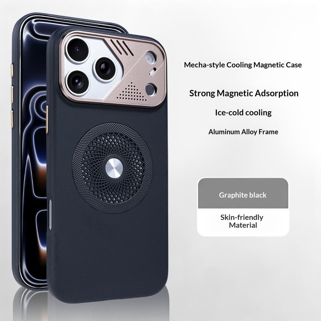Luxo Mecha Dissipação De Calor Magnética Caso Telefone Para iPhone 13 14 15 16 17 Pro Max Lente Metal Quadro PC Capa Tra
