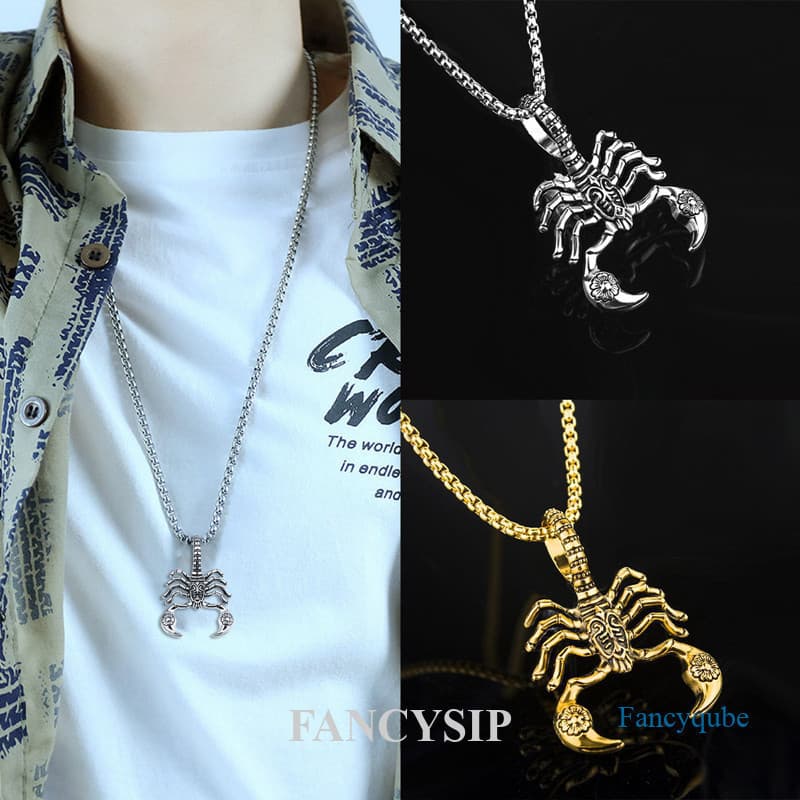 Fancyqube Na Moda Masculina Personalidade Rock Punk Rei Escorpião Pingente Colar Masculino Antiga Jóias Masculinas