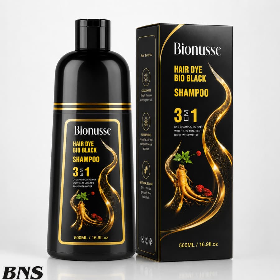 Shampoo Tonalizante Black Hair Dye 3 em 1 - Bionusse Original 500ml Para Homem e Mulher